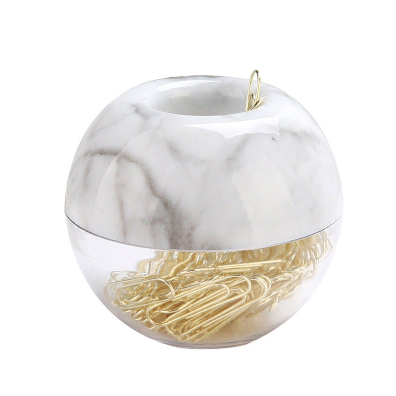 Marble-Print Clip Pot — 100 Gold-Tone Clips