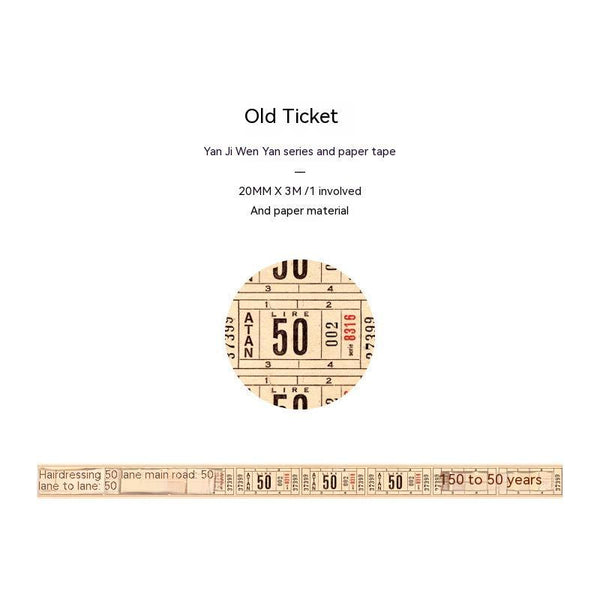 Old Ticket Paper Tape — 20 mm × 3 m